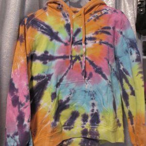 colorful swirl tie-dye drawstring hoodie